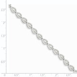 Sterling Silver Rhodium Plated Diamond Teardrop Link Bracelet QDX1040 - shirin-diamonds