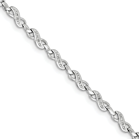 Sterling Silver Rhodium-plated Diam. Infinity Symbol Bracelet QDX1053 - shirin-diamonds