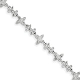 Sterling Silver Rhodium-plated Diamon Butterfly & Bows Bracelet QDX1068 - shirin-diamonds