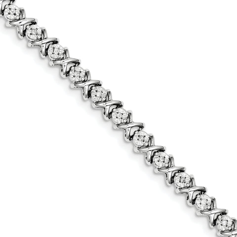 Sterling Silver Rhodium-plated Diam. X Bracelet QDX1107 - shirin-diamonds