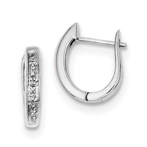 Sterling Silver Rhodium Diamond Hinged Hoop Earrings QDX117 - shirin-diamonds