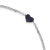 Sterling Silver Rhodium Diam. & Sapphire Heart Bracelet QDX1200 - shirin-diamonds