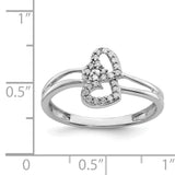 Sterling Silver Rhodium Diam. Heart Ring QDX142