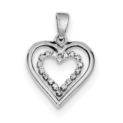 Sterling Silver Rhodium Diam. Heart Pendant QDX206 - shirin-diamonds