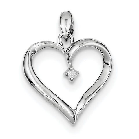 Sterling Silver Rhodium Diam. Heart Pendant QDX208 - shirin-diamonds