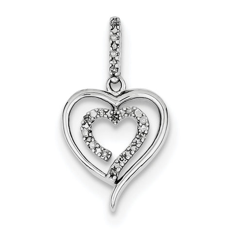 Sterling Silver Rhodium Diam. Heart Pendant QDX218 - shirin-diamonds