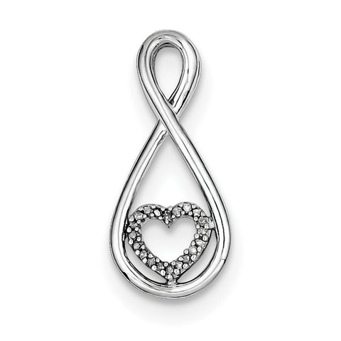 Sterling Silver Rhodium Diam. Heart in Teardrop Pendant QDX220 - shirin-diamonds