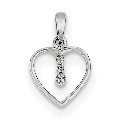 Sterling Silver Diamond Rhodium Heart Pendant QDX232 - shirin-diamonds