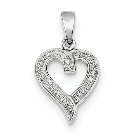 Sterling Silver Rhodium Diamond Heart Pendant QDX236 - shirin-diamonds