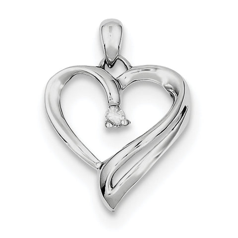 Sterling Silver Rhodium Diam. Heart Pendant QDX238 - shirin-diamonds