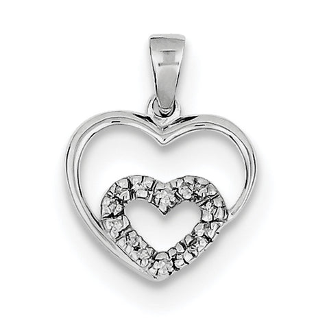 Sterling Silver Diamond Rhodium Heart Pendant QDX263 - shirin-diamonds