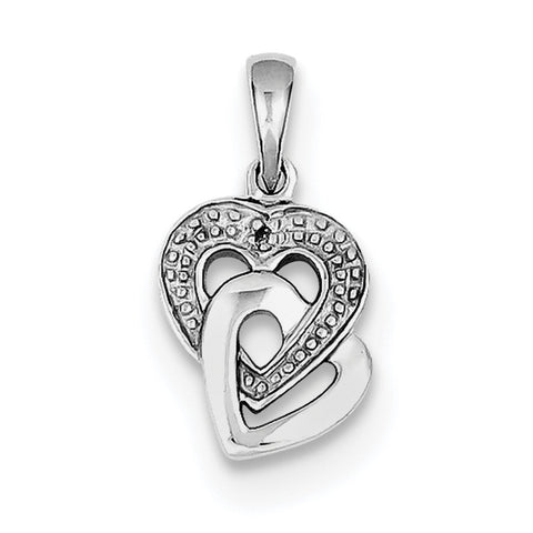 Sterling Silver Rhodium Diam. Accent Heart Pendant QDX264 - shirin-diamonds