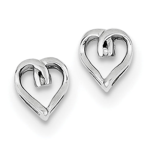Sterling Silver Rhodium Diamond Heart Post Earrings QDX284 - shirin-diamonds