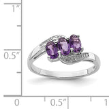 Sterling Silver Rhodium Amethyst & Diamond Ring QDX421