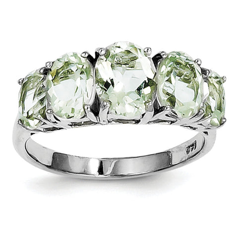Sterling Silver Rhodium Green Quartz Ring QDX444 - shirin-diamonds