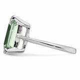 Sterling Silver Rhodium Green Quartz Diamond Ring QDX503