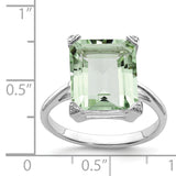 Sterling Silver Rhodium Green Quartz Diamond Ring QDX503
