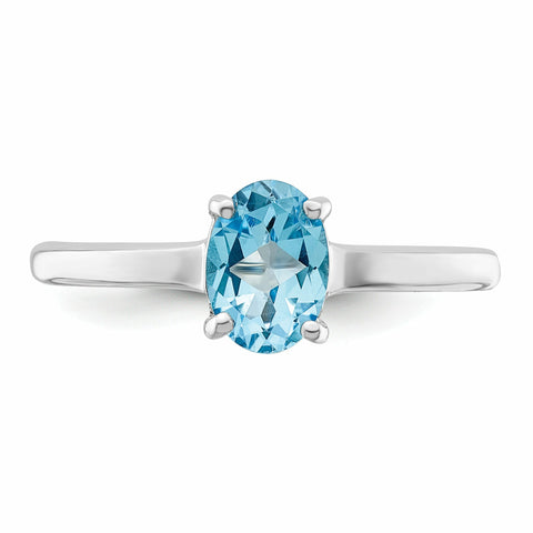 Sterling Silver Rhodium Light Swiss Blue Topaz Ring QDX579
