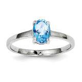 Sterling Silver Rhodium Light Swiss Blue Topaz Ring QDX579 - shirin-diamonds