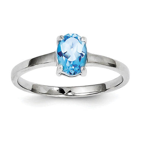 Sterling Silver Rhodium Light Swiss Blue Topaz Ring QDX579 - shirin-diamonds