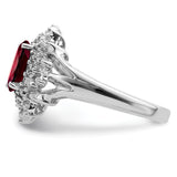 Sterling Silver Rhodium-plated Garnet & Diamond Ring QDX591