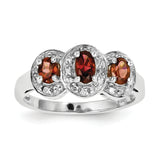 Sterling Silver Rhodium-plated Garnet & Diamond Ring QDX595 - shirin-diamonds