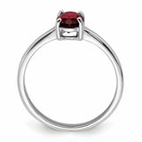 Sterling Silver Rhodium Garnet Ring QDX606