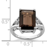 Sterling Silver Rhodium Smoky Quartz Ring QDX692