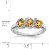 Sterling Silver Rhodium Citrine & Diamond Ring QDX730