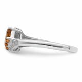 Sterling Silver Rhodium Citrine & Diamond Ring QDX731