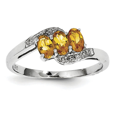 Sterling Silver Rhodium Citrine & Diamond Ring QDX731 - shirin-diamonds
