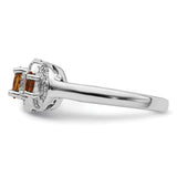 Sterling Silver Rhodium Citrine & Diamond Ring QDX736