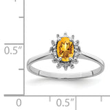 Sterling Silver Rhodium Citrine Diamond Ring QDX744