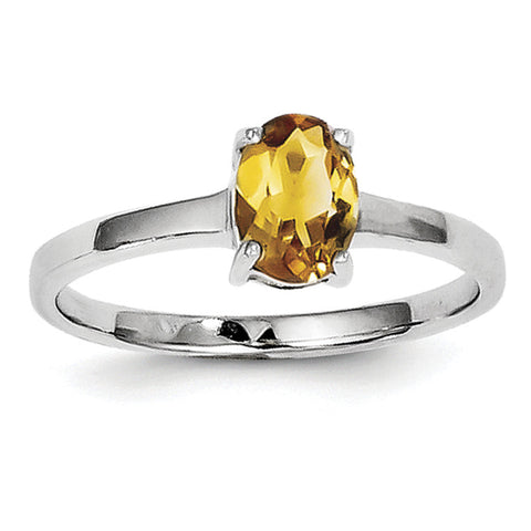 Sterling Silver Rhodium Citrine Ring QDX747 - shirin-diamonds