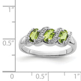 Sterling Silver Rhodium Peridot & Diamond Ring QDX830