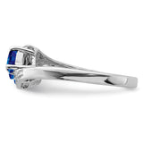 Sterling Silver Rhodium-plated Sapphire & Diamond Ring QDX850