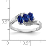 Sterling Silver Rhodium-plated Sapphire & Diamond Ring QDX850