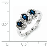 Sterling Silver Rhodium-plated Sapphire & Diamond Ring QDX857