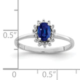 Sterling Silver Rhodium-plated Sapphire Diamond Ring QDX865