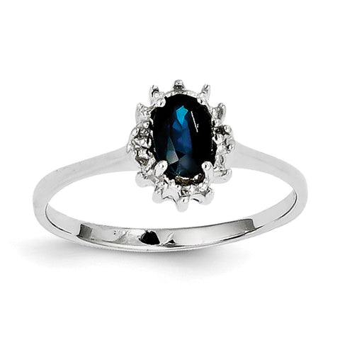 Sterling Silver Rhodium-plated Sapphire Diamond Ring QDX865 - shirin-diamonds