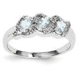 Sterling Silver Rhodium Aqua & Diamond Ring QDX872 - shirin-diamonds