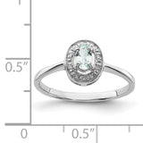 Sterling Silver Rhodium Aqua & Diamond Ring QDX882