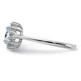 Sterling Silver Rhodium Aquamarine Diamond Ring QDX890