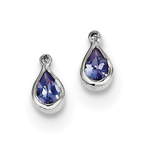 Sterling Silver Rhodium-plated Tanzanite & Diamond Earrings QDX974 - shirin-diamonds