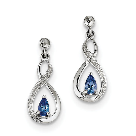 Sterling Silver Rhodium-plated Tanzanite & Diamond Earrings QDX983 - shirin-diamonds