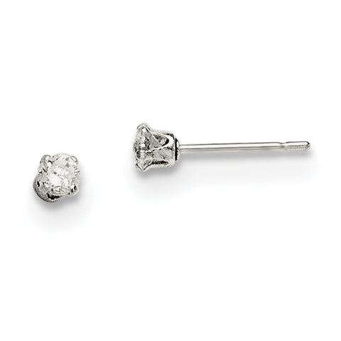 Sterling Silver 2.5mm Round Snap Set CZ Stud Earrings QE1000 - shirin-diamonds