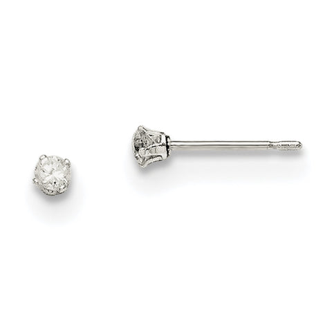 Sterling Silver 3mm Round Snap Set CZ Stud Earrings QE1001 - shirin-diamonds