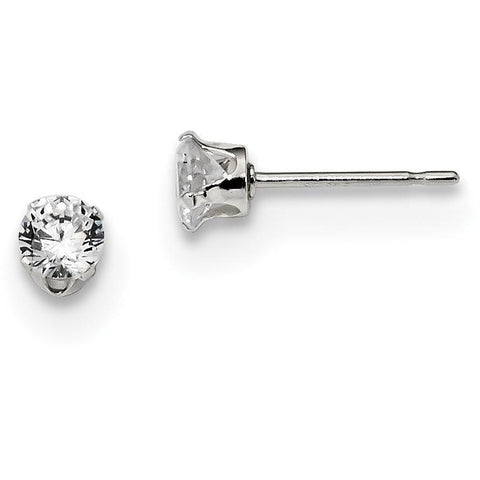 Sterling Silver 4mm Round Snap Set CZ Stud Earrings QE1003 - shirin-diamonds