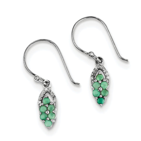 Sterling Silver Rhodium-plated Diam. & Emerald Shepherd Hook Earrings QE10101E - shirin-diamonds