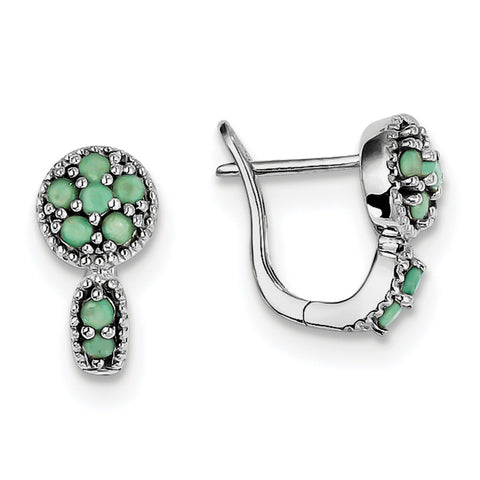 Sterling Silver Rhodium-plated Emerald Circle Hinged Earrings QE10113E - shirin-diamonds